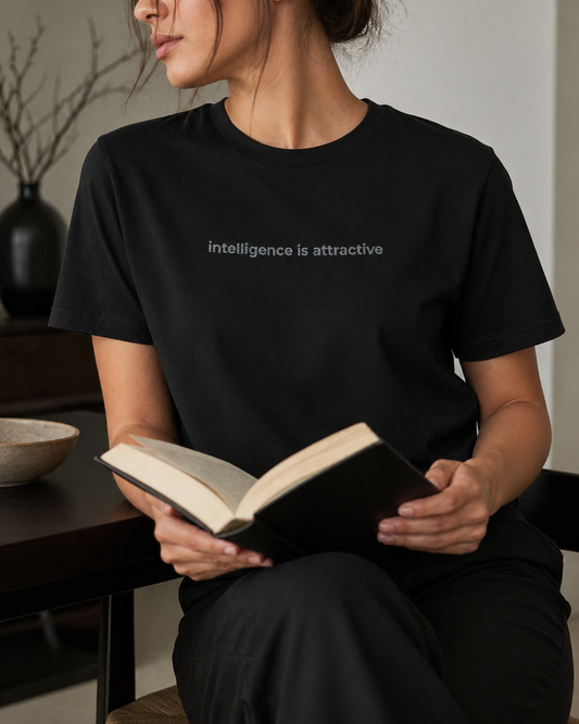 "intelligence is attractive" Minimalist Embroidered Tee