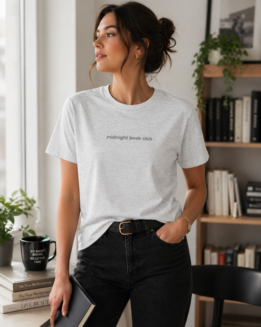 "midnight book club" Minimalist Embroidered Tee