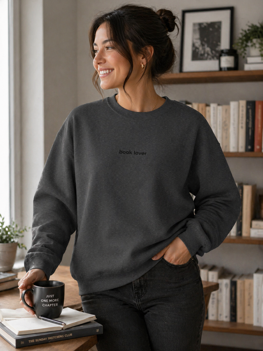 Book Lover Embroidered Sweatshirt